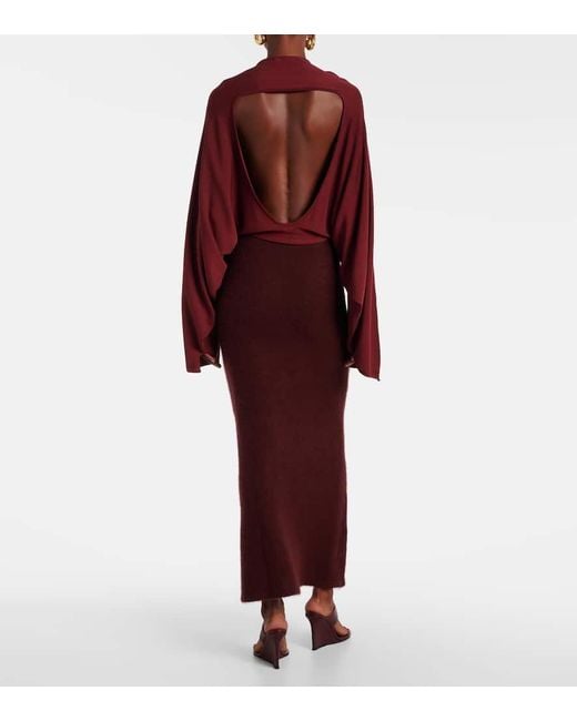 AYA MUSE Red Pine Caped Maxi Dress
