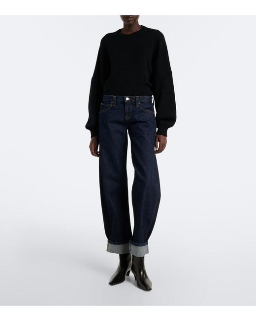 Khaite Blue Karo Mid-Rise Barrel-Leg Jeans