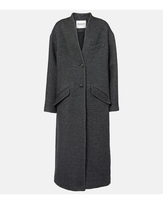 Isabel Marant Black Mantel Eris Aus Einem Wollgemisch