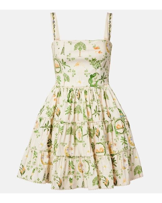 Agua Bendita Natural Lima Floral Cotton-Blend Minidress
