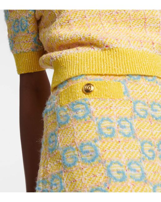Gucci Yellow GG Intarsia Wool-blend Top