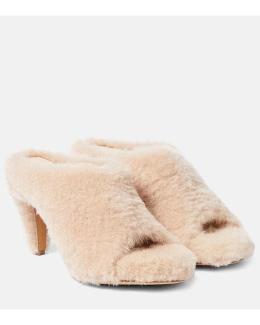 Khaite Natural Marion Shearling Mules