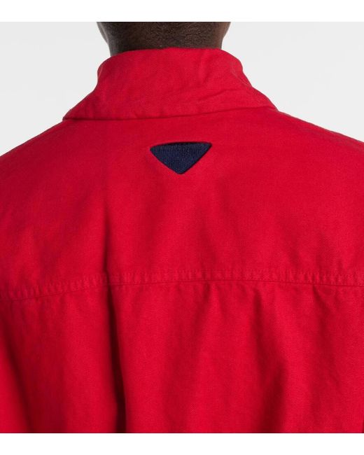 Chaqueta Bomber Cropped De Algodon Prada de color Red