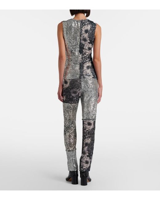 Maison Margiela Gray Sequined Patchwork Slim Pants