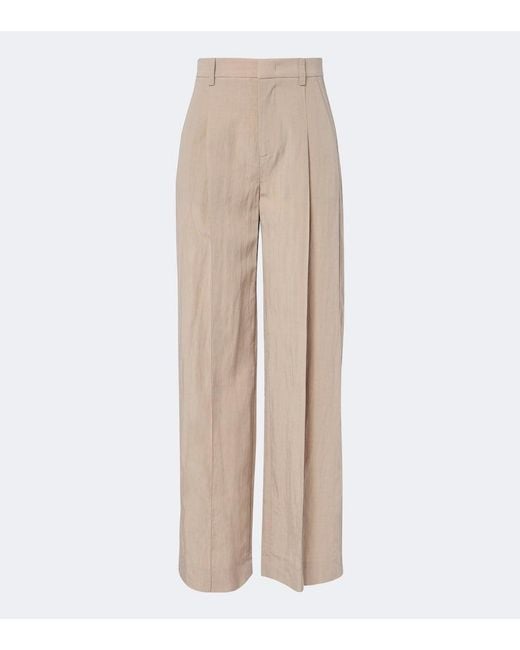 Vince Natural Pleated Wide-Leg Pants