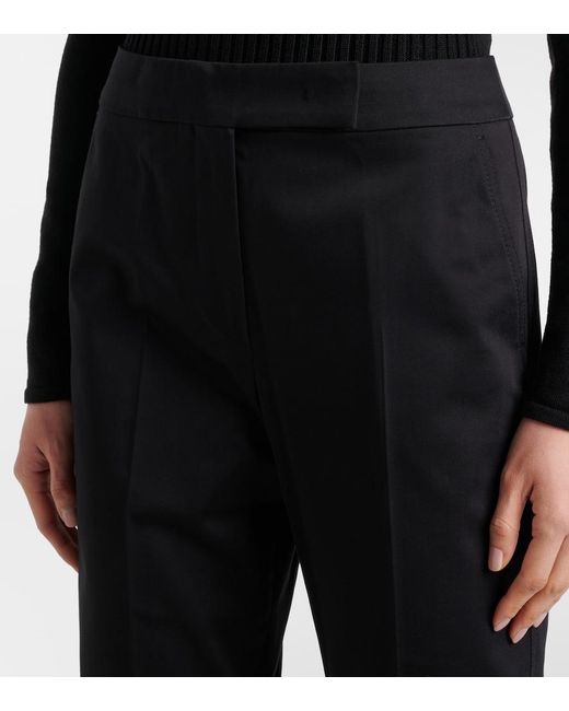 Max Mara Black Okra Mid-Rise Cotton Flared Pants