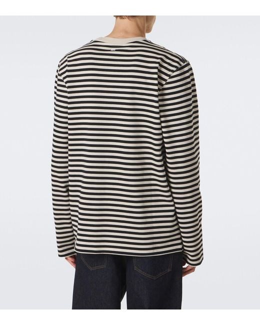 AMI Black Striped Cotton T-Shirt for men