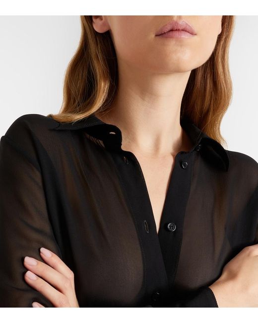 Nina Ricci Black Sheer Silk Blouse