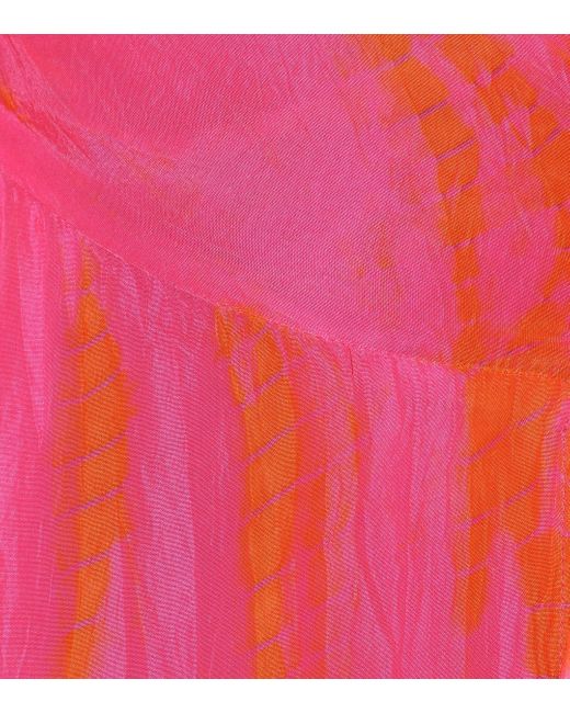 Anna Kosturova Pink Tie-dye Silk Maxi Dress
