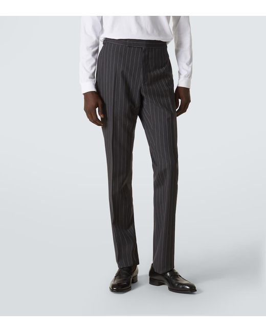 Tom Ford Blue Pinstripe Wool And Mohair Suit for men