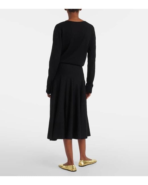The Row Black Jaliah Linen And Cotton-Blend Midi Skirt