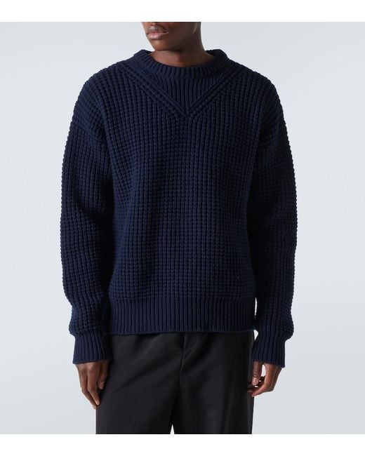 Jil Sander Blue Oversized Virgin Wool Sweater for men