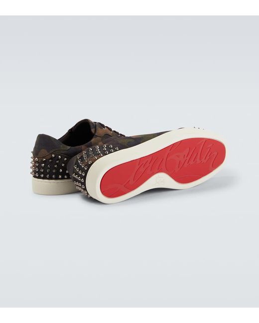 Christian Louboutin Black Seavaste Camouflage Spiked Suede Sneakers for men