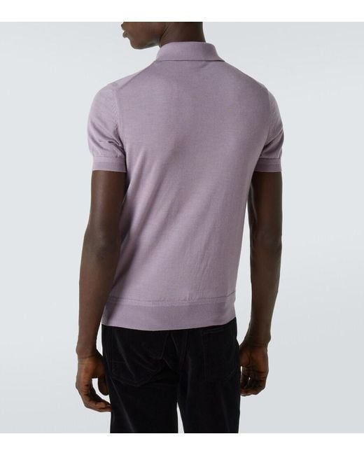 Tom Ford Purple Cashmere And Silk Polo Sweater for men