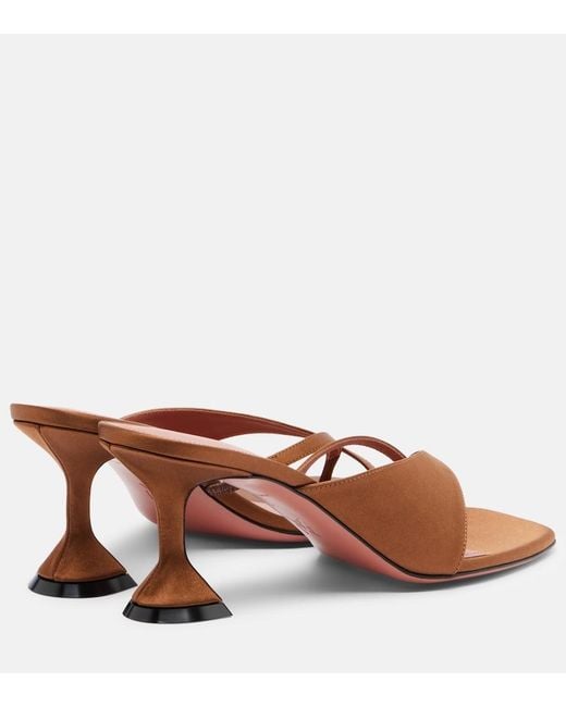AMINA MUADDI Brown Shiona Satin Sandals