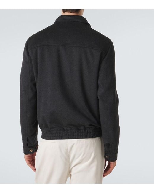 Brunello Cucinelli Black Virgin Wool Blouson Jacket for men