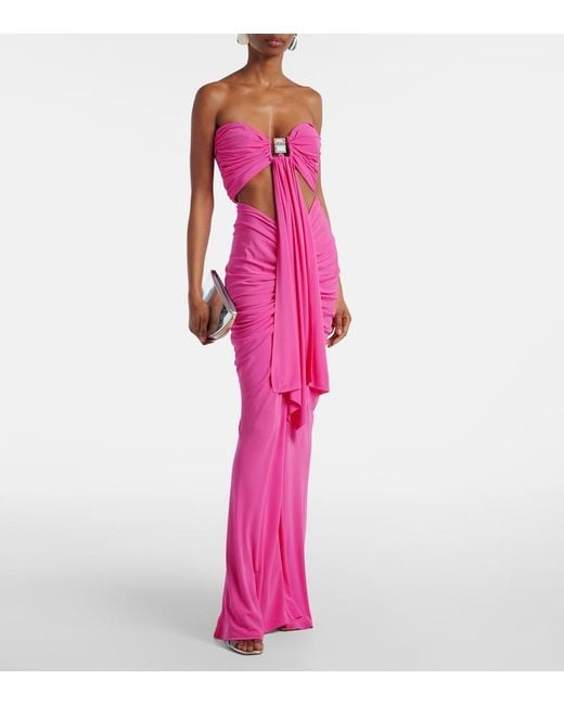 Christopher Esber Pink Cutout Embellished Jersey Gown