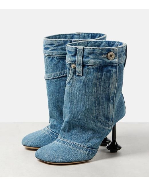 Loewe Toy Panta 90 Denim Ankle Boots in Blue | Lyst