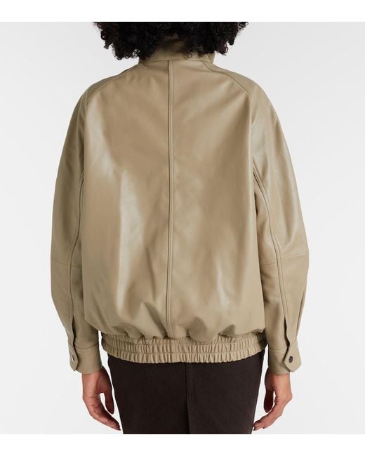 Nour Hammour Brown Ariste Leather Bomber Jacket