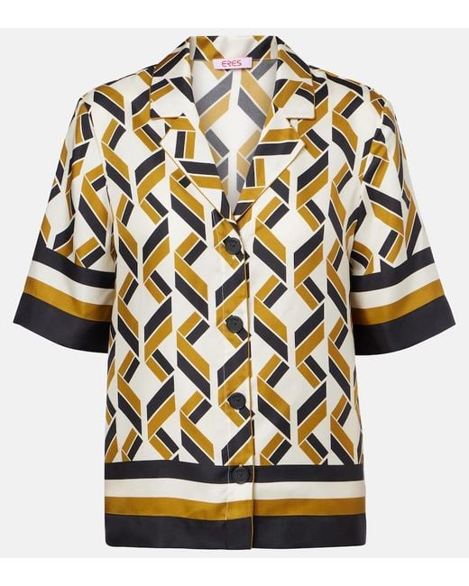 Eres Black Sonore Patterned Silk Twill Shirt