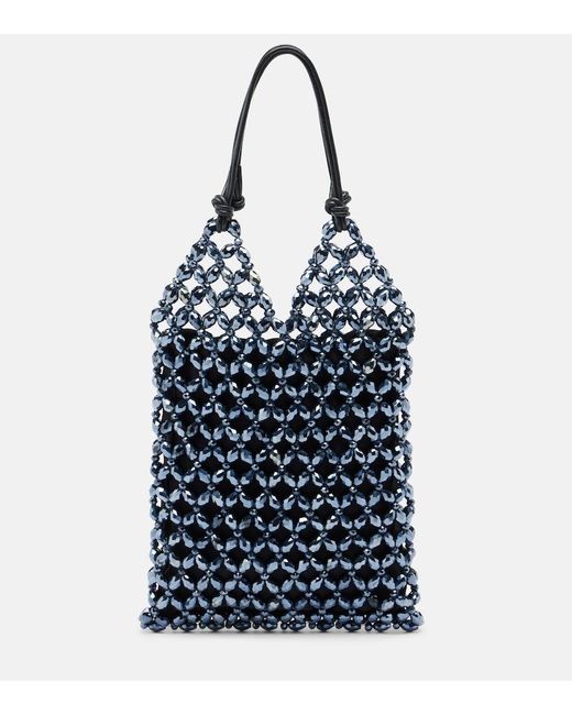 Staud Blue Karla Beaded Top-Handle Bag