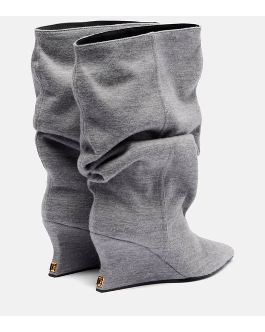 Balmain Gray Draped Ankle Boots