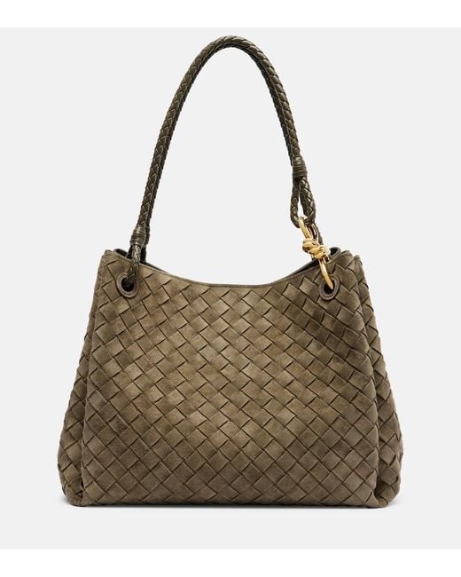 Bottega Veneta Brown Parachute Intrecciato Large Suede Tote Bag