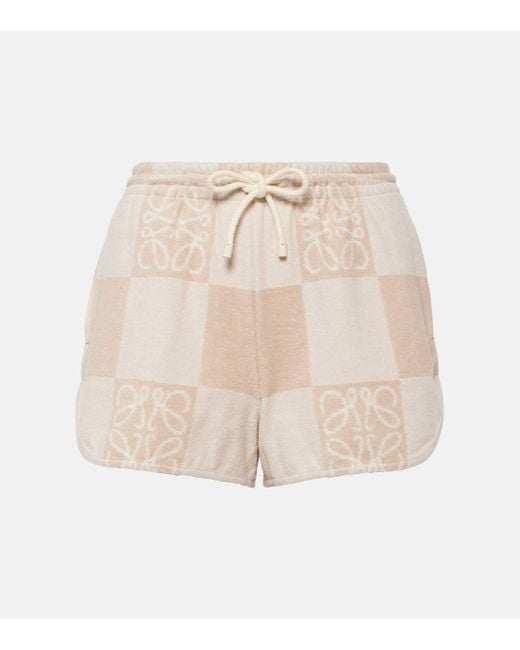 Loewe Natural Anagram Checked Cotton-blend Shorts
