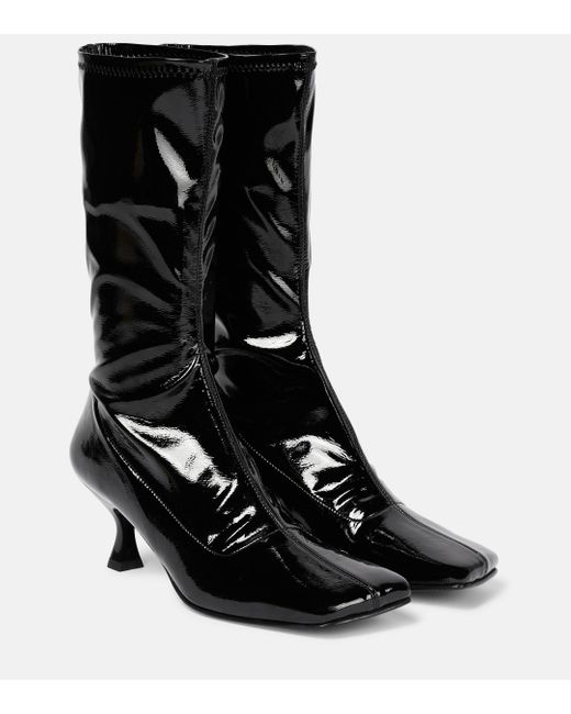 Souliers Martinez Black Lola Faux Leather Ankle Boots