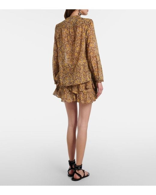 Isabel Marant Brown Jocadia Floral Tiered Cotton Voile Shorts