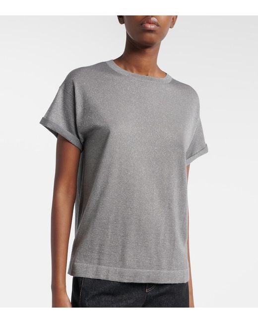 Brunello Cucinelli Gray Cashmere And Silk-Blend T-Shirt