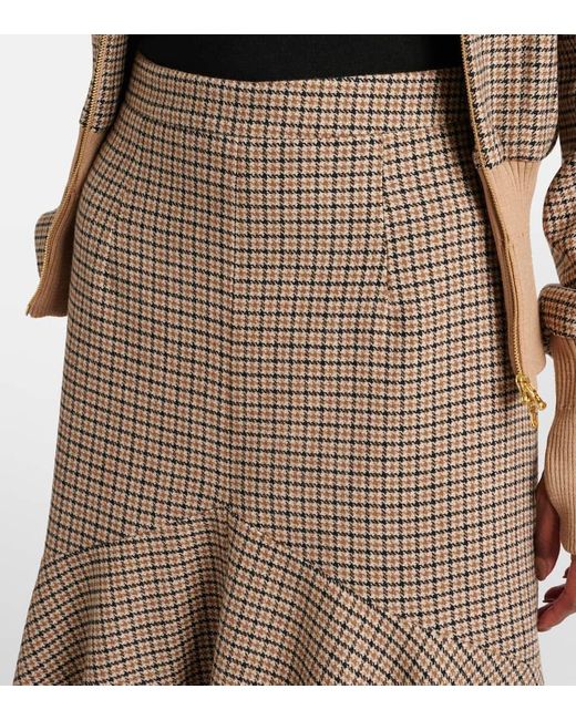 Falda Midi De Mezcla De Lana Con Pata De Gallo Patou de color Natural