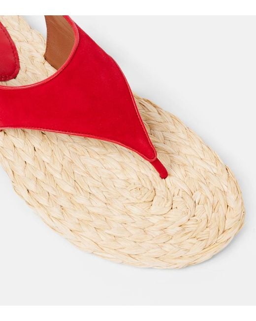 Paris Texas Red Amalfi Suede Thong Sandals