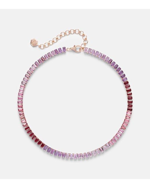 SHAY Pink Ombre Eternity 18Kt Rose Necklace With Sapphires