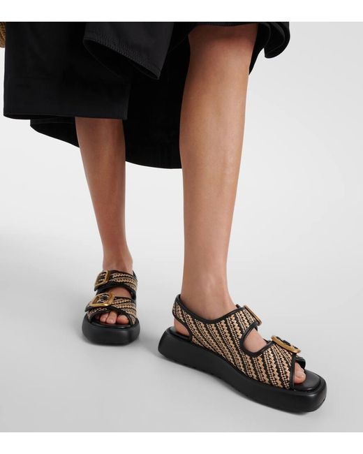 Tod's Black Leather-trimmed Tweed Platform Sandals