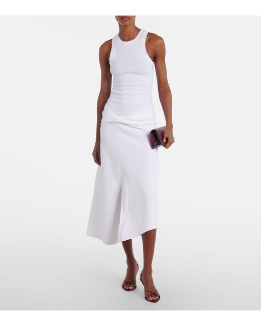Victoria Beckham White Midirock Aus Einem Baumwollgemisch