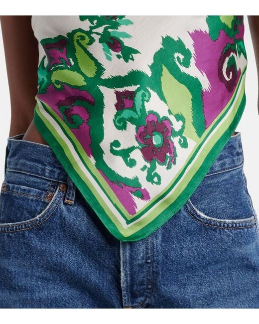 Poupette Green Guilia Printed Halterneck Satin Top