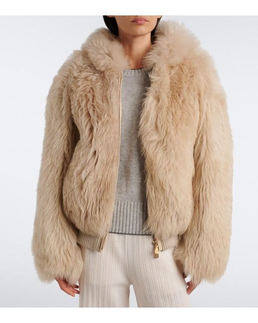 Eleventy Natural Hooded Shearling Jacket