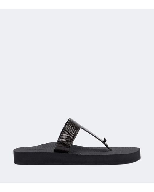 Christen Black Edge Leather Thong Sandals