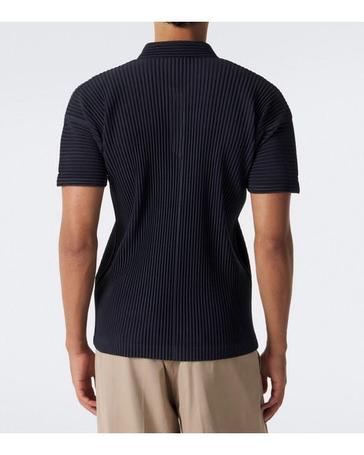 Homme Plissé Issey Miyake Blue Basics Pleated Polo Shirt for men