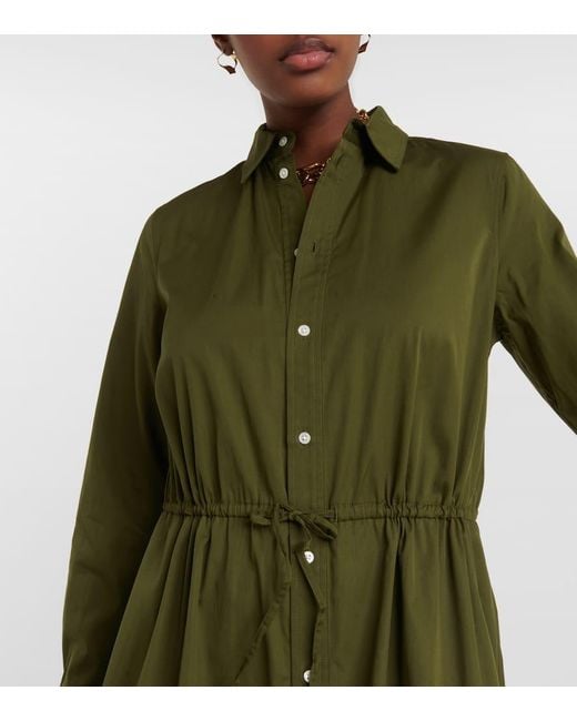 Polo Ralph Lauren Green Embroidered Drawstring-waist Cotton Midi Dress