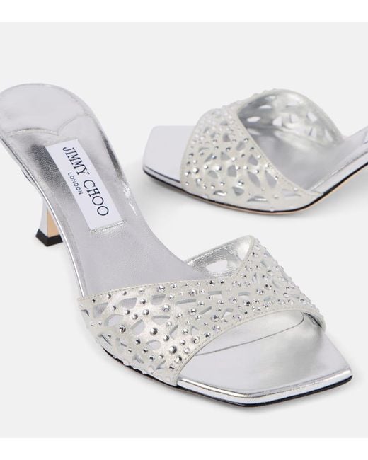 Mules Skye 70 En Satin A Ornements Jimmy Choo en coloris White