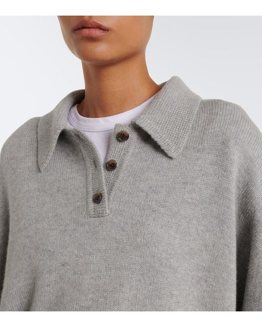 Lisa Yang Gray Etta Cashmere Polo Sweater