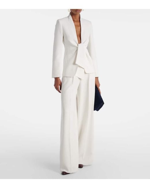 Max Mara White Weite High-Rise-Hose Manetta Aus Cady
