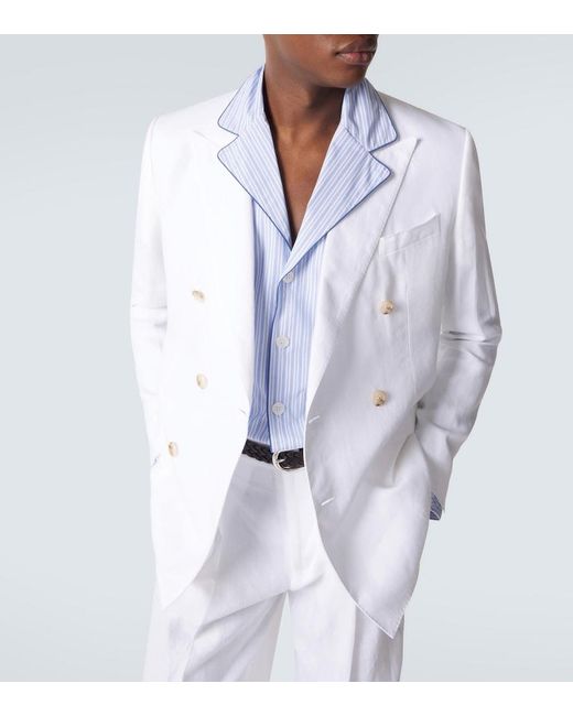 Dolce & Gabbana Blue Striped Cotton And Silk Poplin Pajama Shirt for men