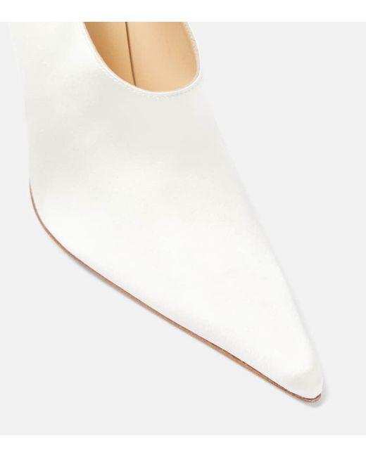 Magda Butrym White Floral-Applique Satin Pumps