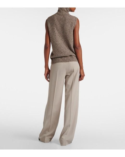 The Row Brown Merilas Cashmere Turtleneck Top