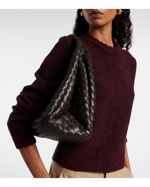 Bottega Veneta Black Campana Intrecciato Leather Shoulder Bag