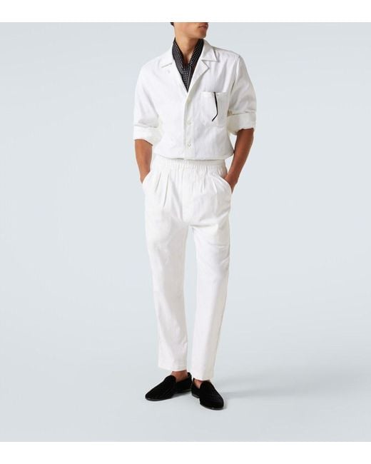 Tom Ford White Cotton And Silk Straight Pants for men