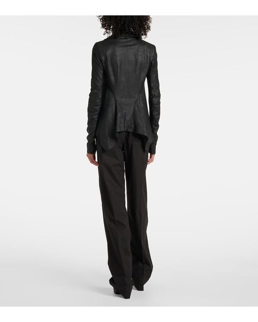 Rick Owens Black Hollywood Naska Biker Leather Jacket